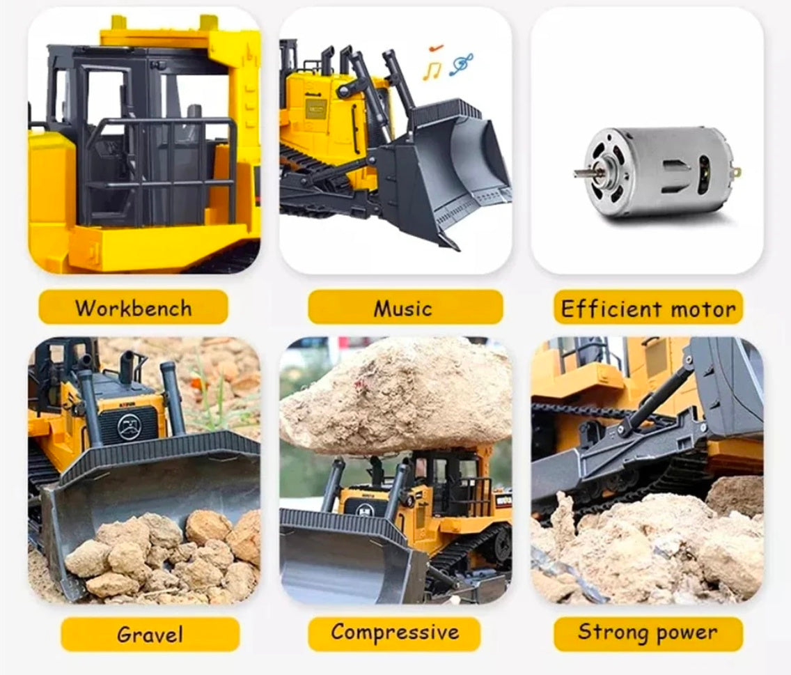 HUINA 1554 1:16 Remote Control Bulldozer (2025 Model) | Heavy-Duty RC Construction Vehicle