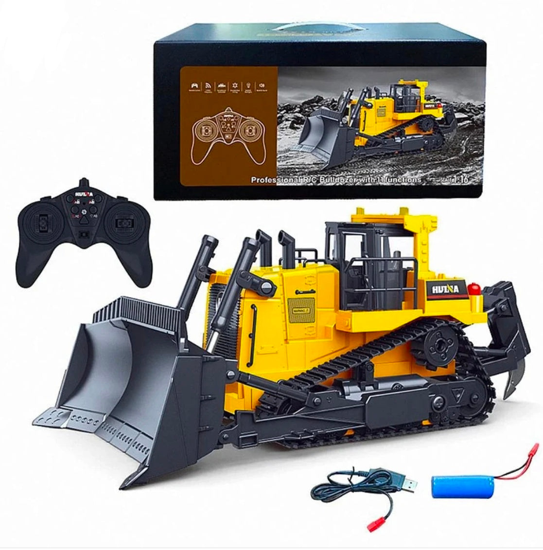 HUINA 1554 1:16 Remote Control Bulldozer (2025 Model) | Heavy-Duty RC Construction Vehicle