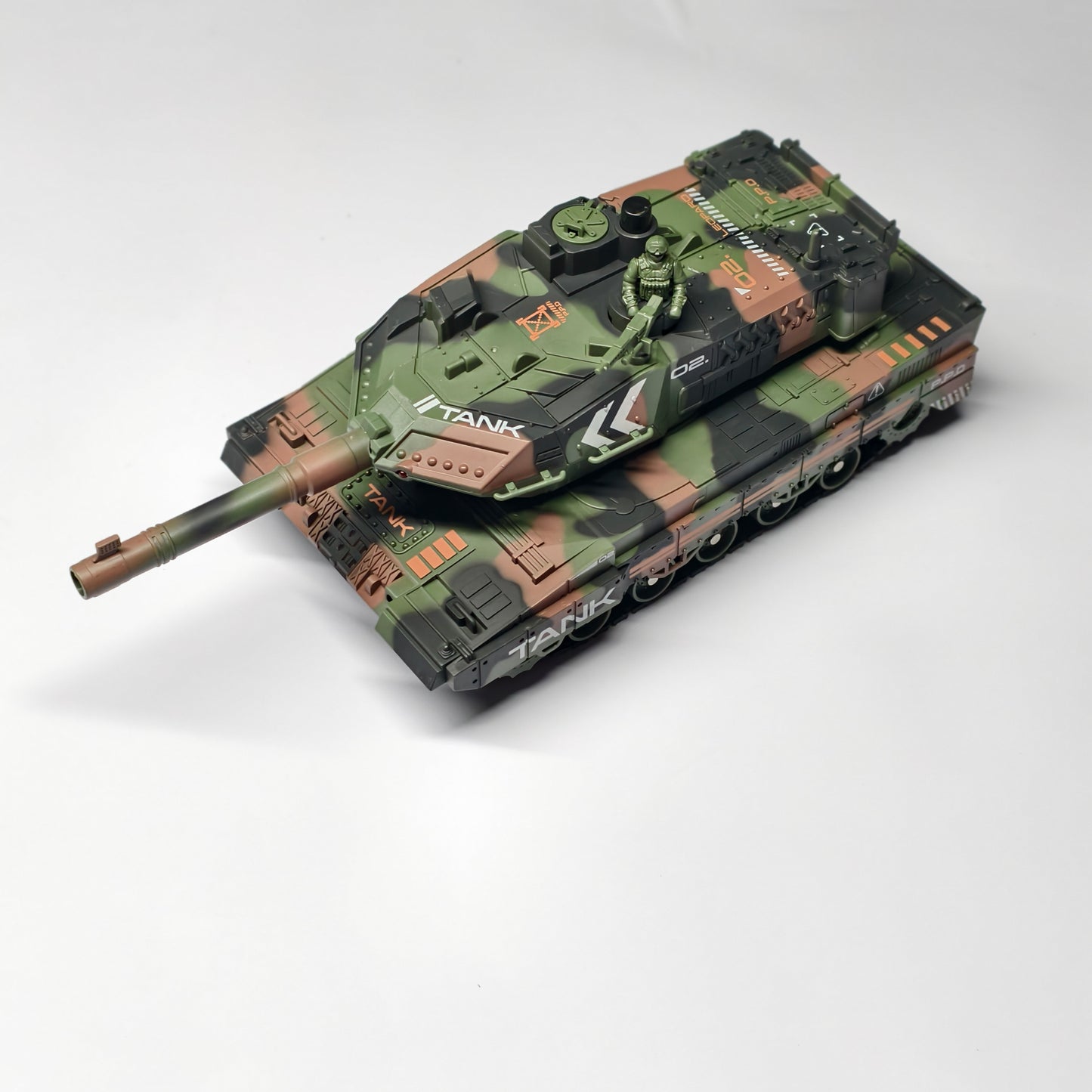 Army Tank with 360°Rotating Turret, Auto Demo, Sound & Smoke & Light, Military Vehicle remote control